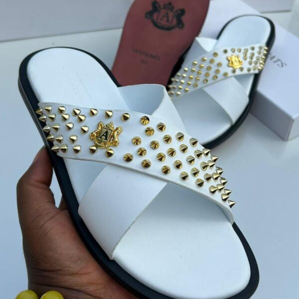 Aristocrats Luxury White Studded Cross Strap