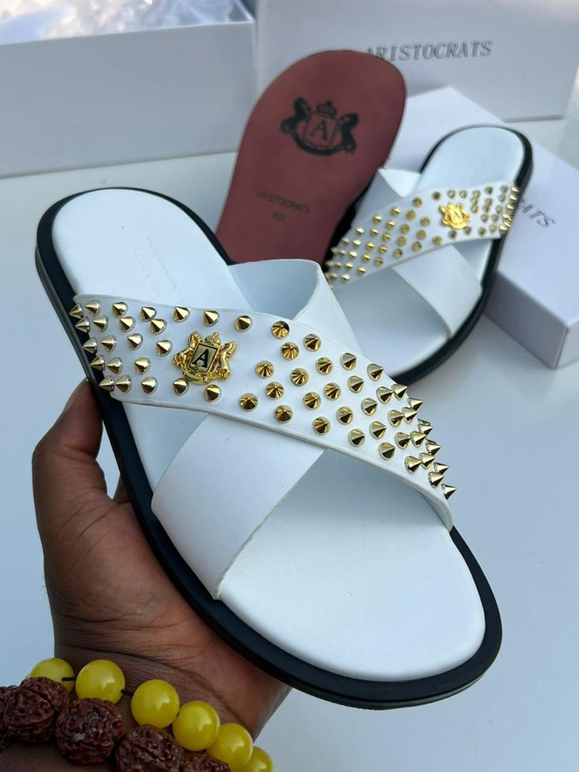 Aristocrats Luxury White Studded Cross Strap Aristocrats Luxury White Studded Cross Strap