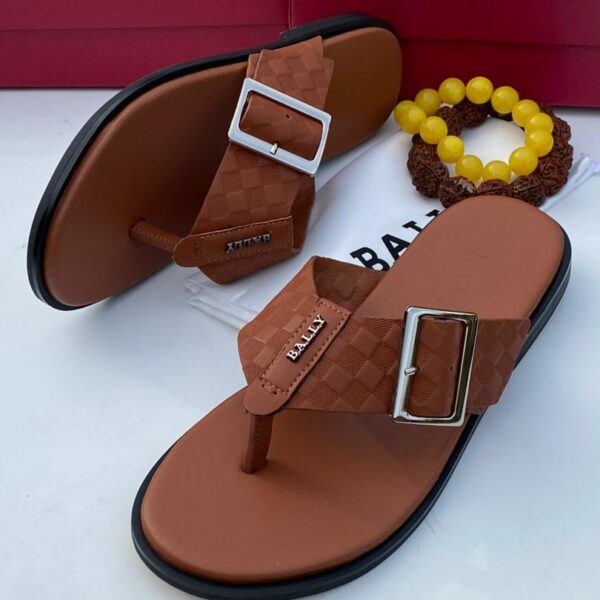 Bally brown leather slip on sandals
