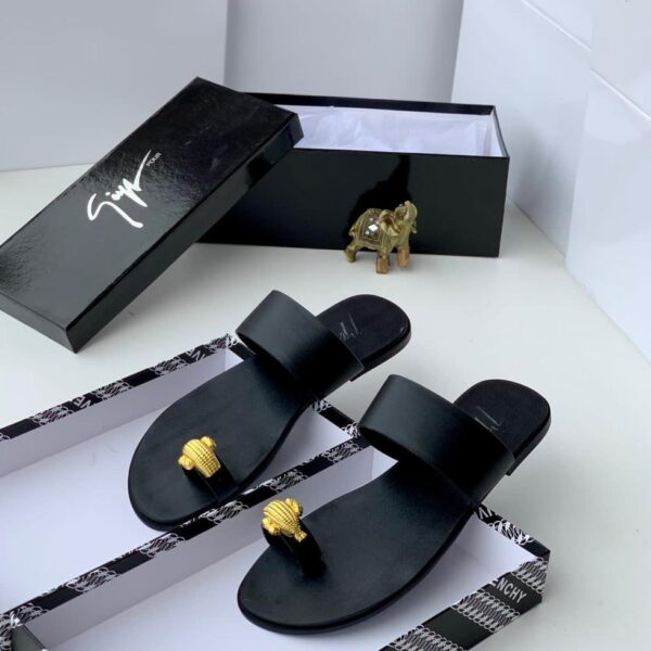 Giuseppe Zanotti black leather flat sandals