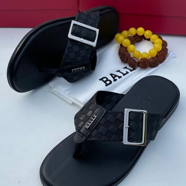 Bally black leather thong slippers