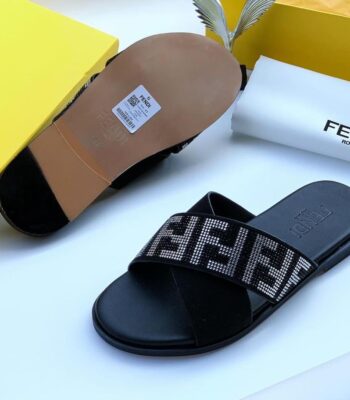 black designer style slide sandals