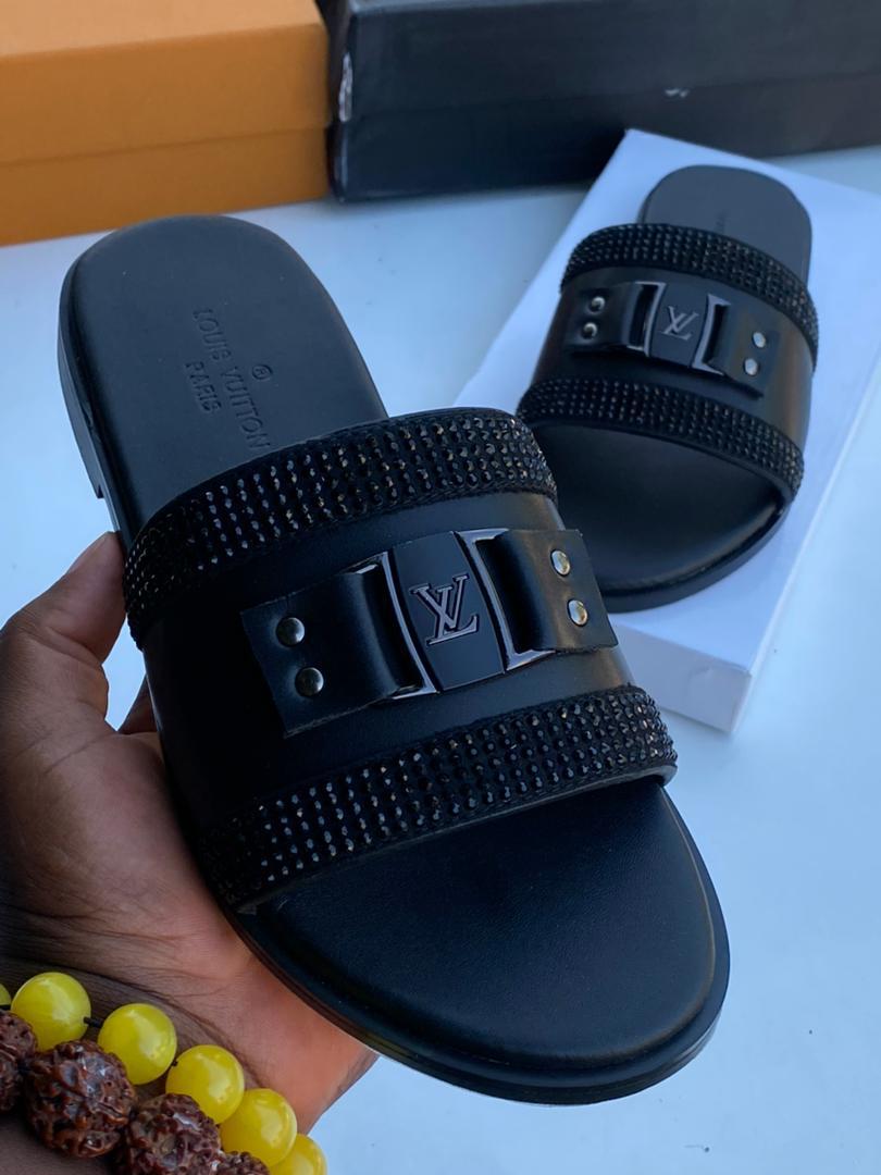 Louis Vuitton black slide sandals Louis Vuitton black slide sandals