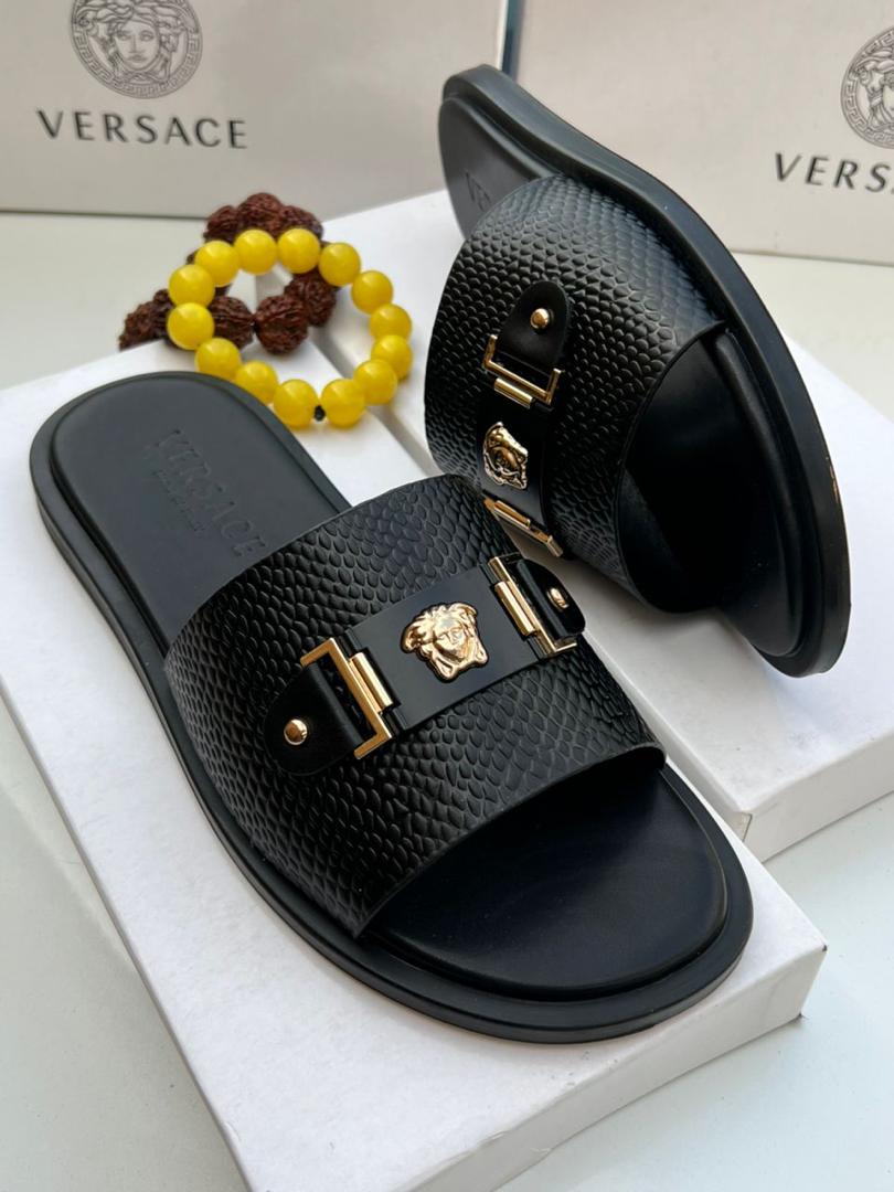 black textured leather slide sandals black textured leather slide sandals