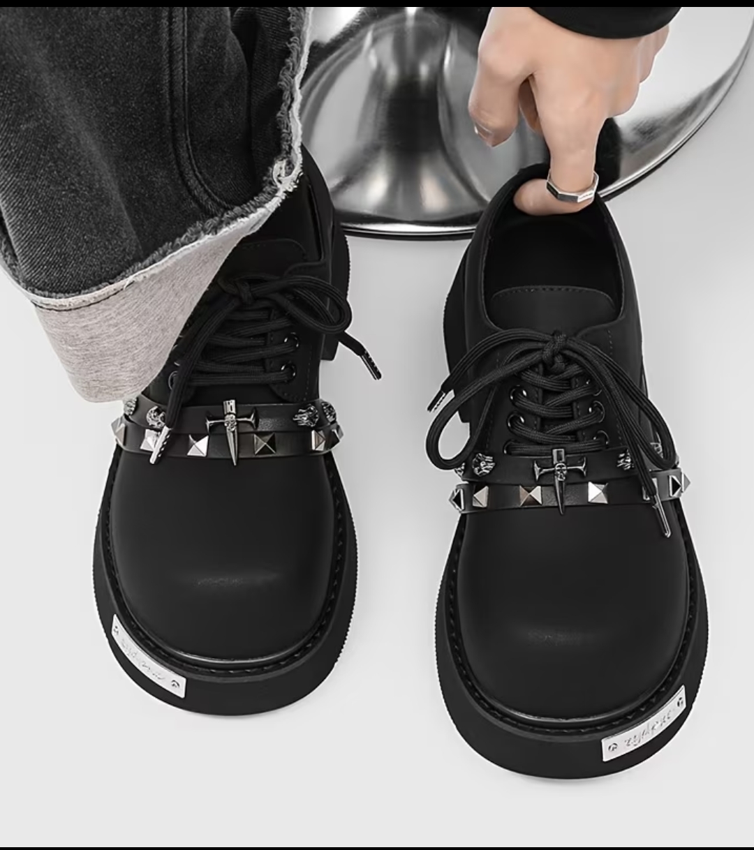 Black Chunky Platform Studded Derby Shoes Black Chunky Platform Studded Derby Shoes