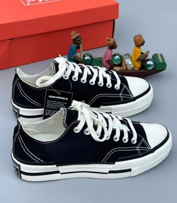 Black White Converse Chuck Taylor Low Asymmetric Cut Out Mens Designer Sneakers Luxury Casual
