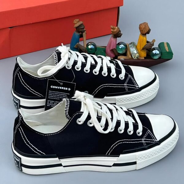 Black White Converse Chuck Taylor Low Asymmetric Cut Out Mens Designer Sneakers Luxury Casual